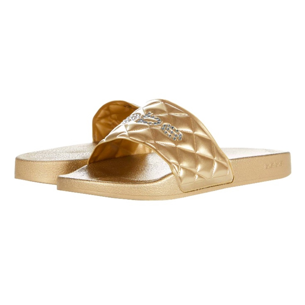 NWT bebe Gold Felka Embellished Slides